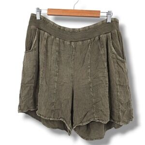 Studio West Olive Green Shorts Womens‎ Elastic Waist Textured Casual Boho